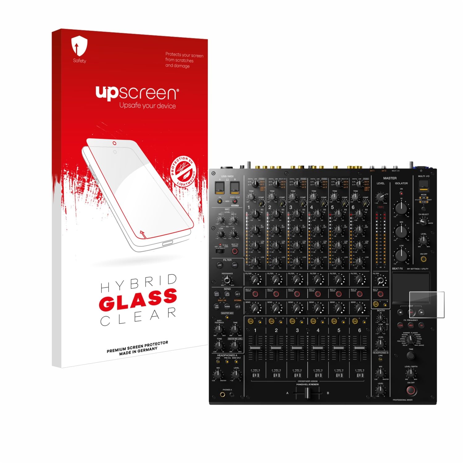 upscreen Screen Protector Film compatible with Pioneer DJM-V10-9H Glass Protection, Extreme Scratch Resistant, Clear