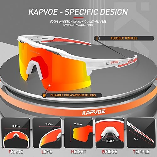 Miniatura 4 de KAPVOE Gafas de ciclismo para bicicleta de montaña, gafas de sol polarizadas para hombres y mujeres, MTB, ciclismo, béisbol, golf, correr