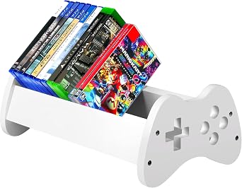 Alytree Video Game Storage up to 24 Games, Universal Game Holder Rack for PS3 PS4 PS5 Xbox Series Switch Games DVD & Blu-Ray Disks, White