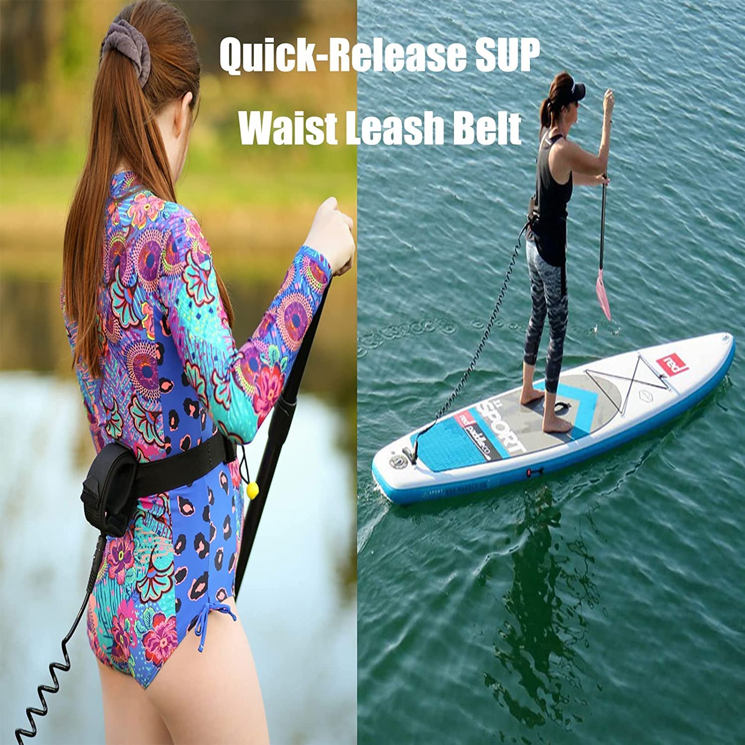 Poweka Cinturino in Vita SUP per Paddleboard Stand Up, Cinturino in Vita Regolabile a Sgancio Rapido per Surf Sport Acquatici