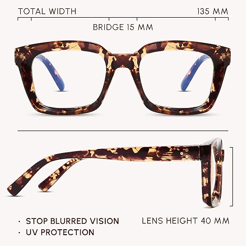 Miniatura 5 de IBOANN Gafas de luz azul de gran tamaño para mujer, gafas de moda funky con aspecto preppy, reducen la fatiga de la pantalla, gafas de computadora