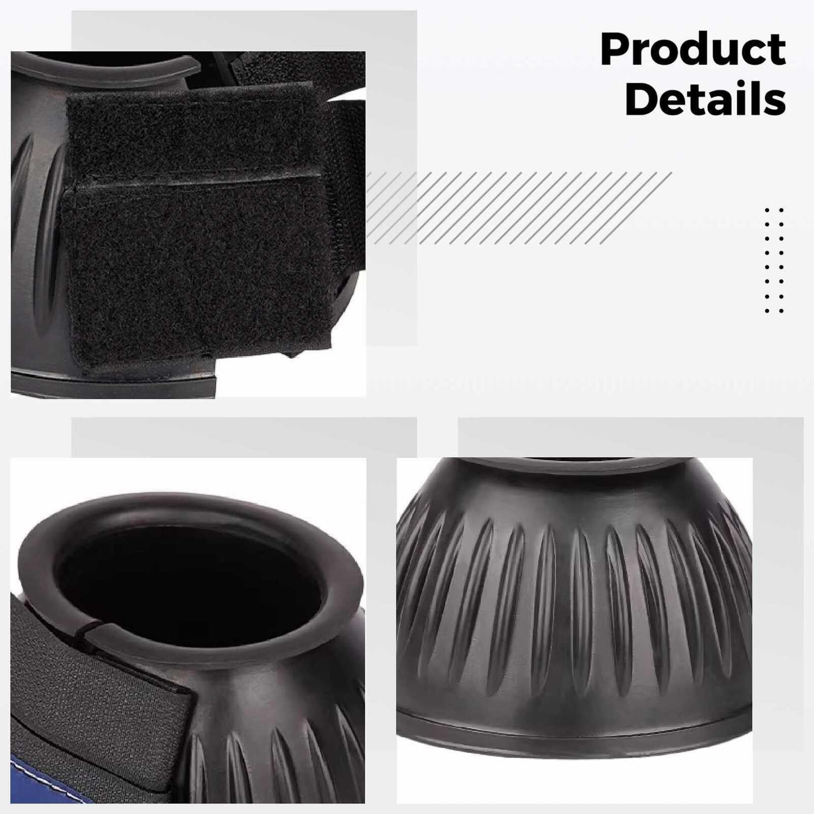Große Hufglocken, schwarze Gummi-Überreichstiefel, 8,9 cm Höhe, 24,9 cm obere Öffnung, Verschluss