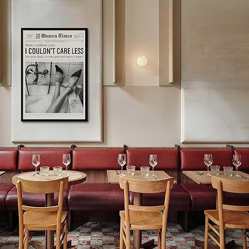 Miniatura 6 de Lienzo decorativo de periódico en blanco y negro, arte de pared retro en blanco y negro, póster de decoración de carrito de bar, impresiones