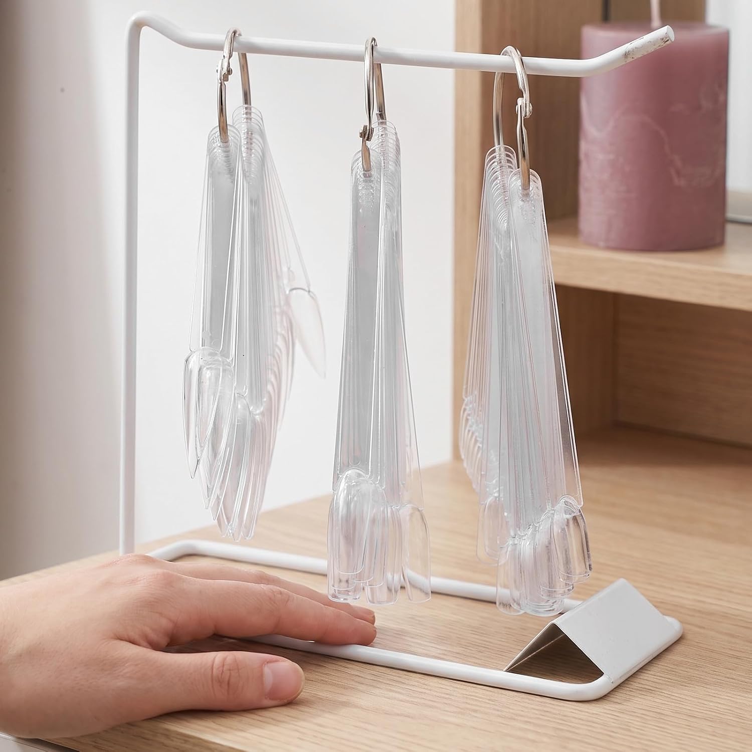 150pcs Nail Display Fan Cards with Iron Stand and Acrylic Tips Set
