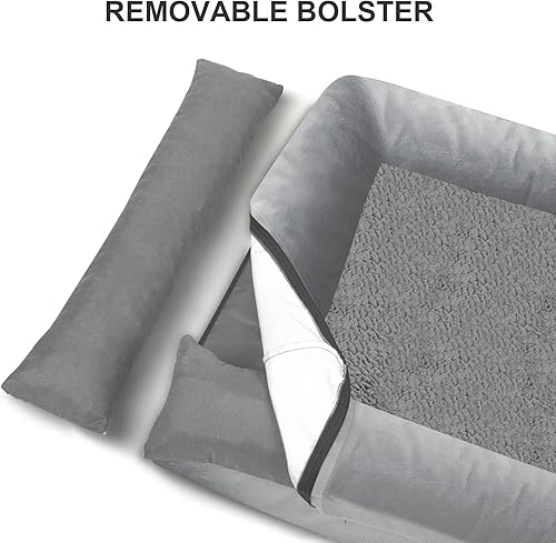 Vista 84 de Cama ortopédica para perros pequeños, cama impermeable para cachorros con funda extraíble lavable, cama de espuma para perros pequeños con respaldo