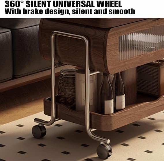 Wood Lift Top Coffee Table with Storage Space and Wheels, Small Side Tables Folding Coffee Tables Space Saving End Table with Rotating Desktop, Lift Tabletop Dining Center Table for Home Living Room