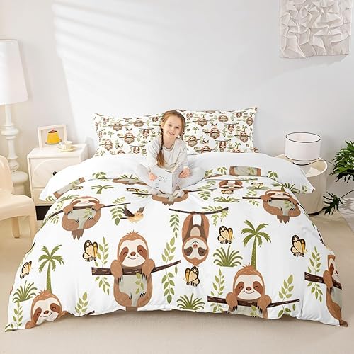 Vista 54 de Feelyou Funda de edredón de perro de dibujos animados, juego de ropa de cama para niños y niñas, perros y flores, funda de edredón con plantas Multi