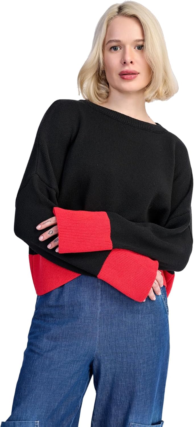 ALEMBIKA Vista Color Block Sweater for Women - Bold, Versatile Long Sleeve Top - Luxury Cropped Sweaters for Women - Image 8