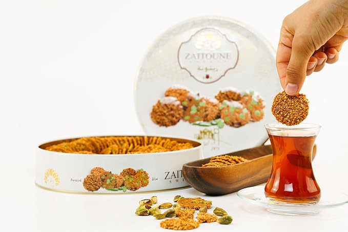 Zaitoune Barazek Cookies - 18 oz | Galletas Crujientes de Sésamo y Pistacho miniatura 9
