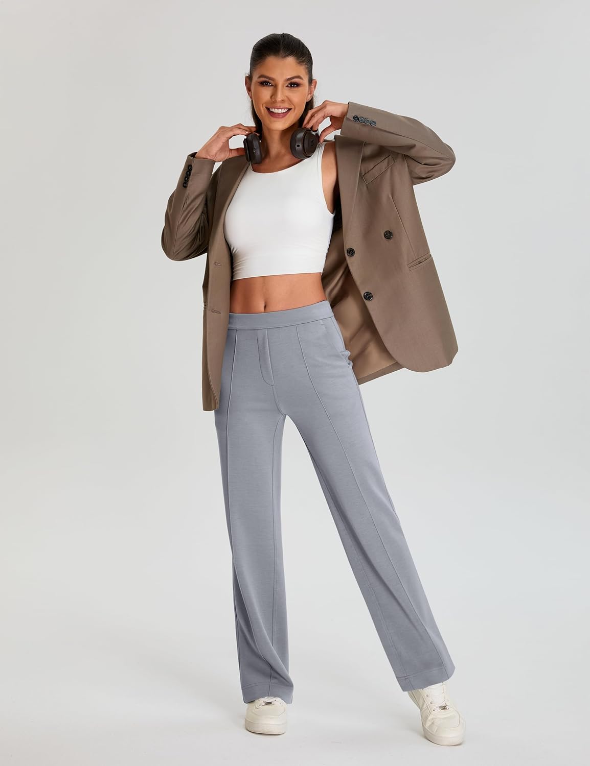 BMJL Women's Work Pants 32" High Waisted Casual Track Pant Yoga Travel Golf Joggers Pockets Slacks Fall Clothes - Image 3