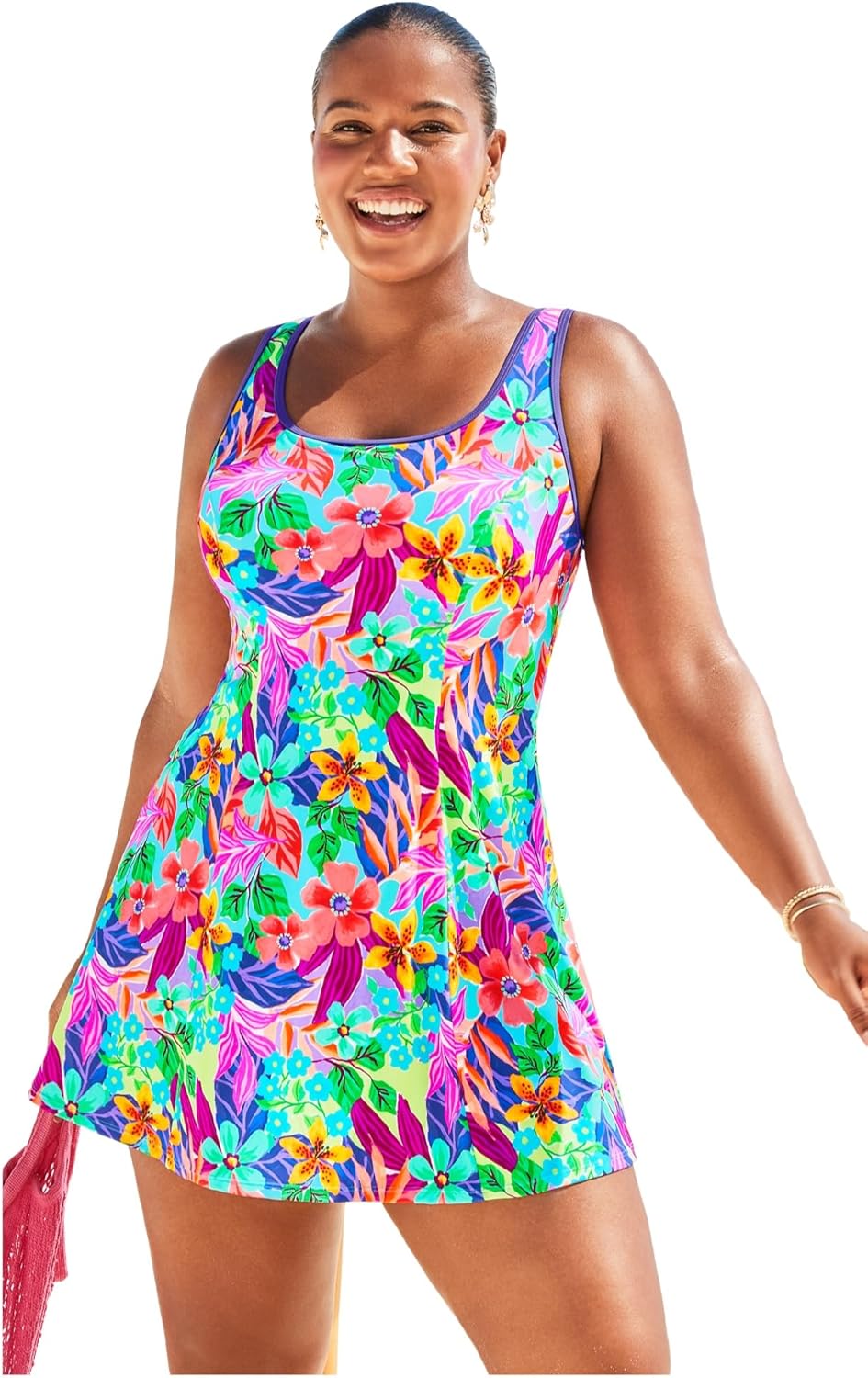 Swimsuits For All Women's Chlorine Resistant Tank Swimdress (Plus