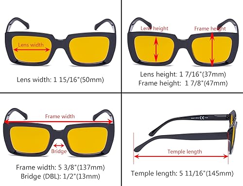 Miniatura 5 de Eyekepper Paquete de 4 lentes de lectura con bloqueo de luz azul, cuadrados de gran tamaño, para lectura de computadora, teñido ámbar, +1.00