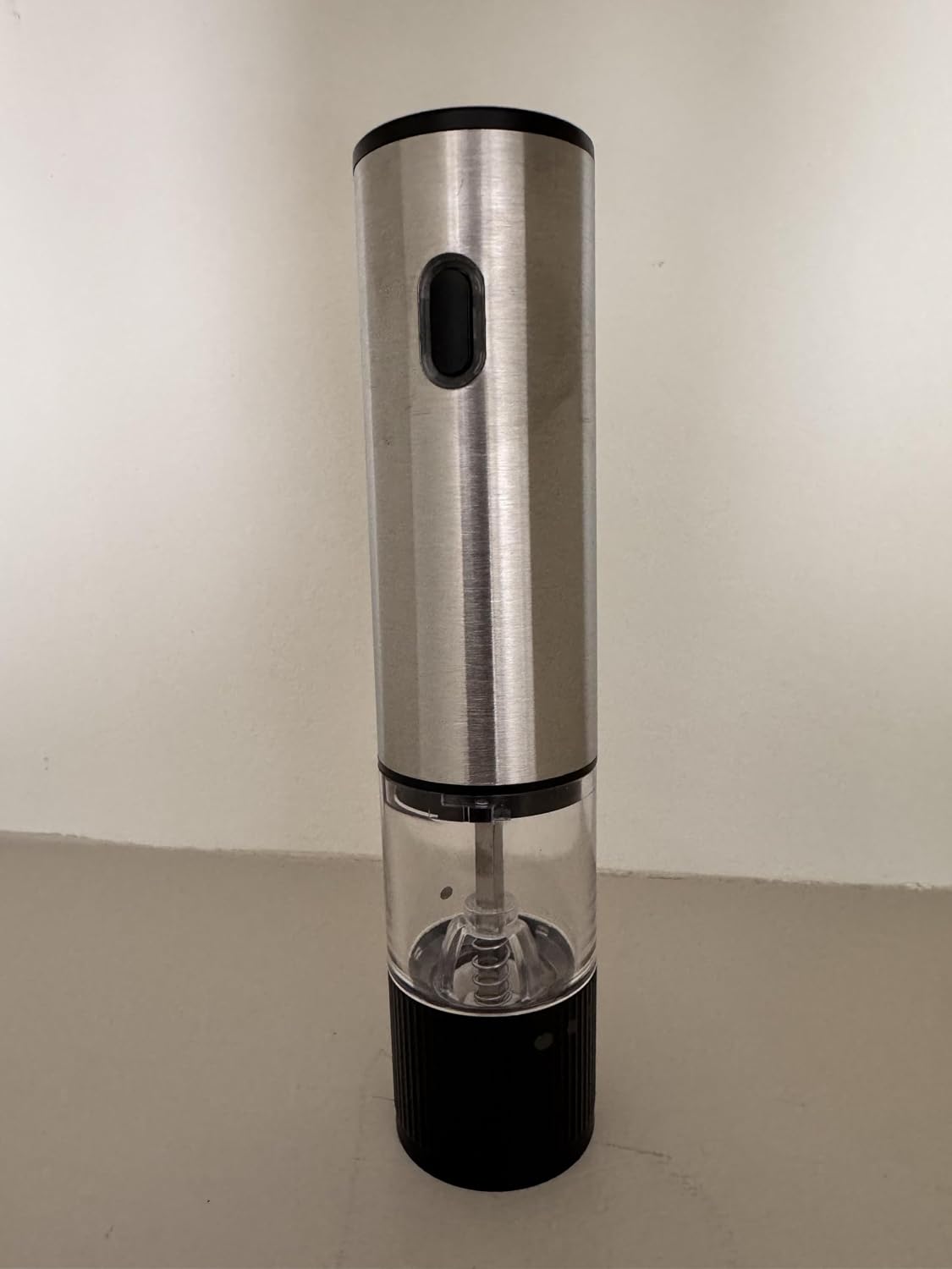 Electric Salt or Pepper Grinder, Stainless Steel and Black