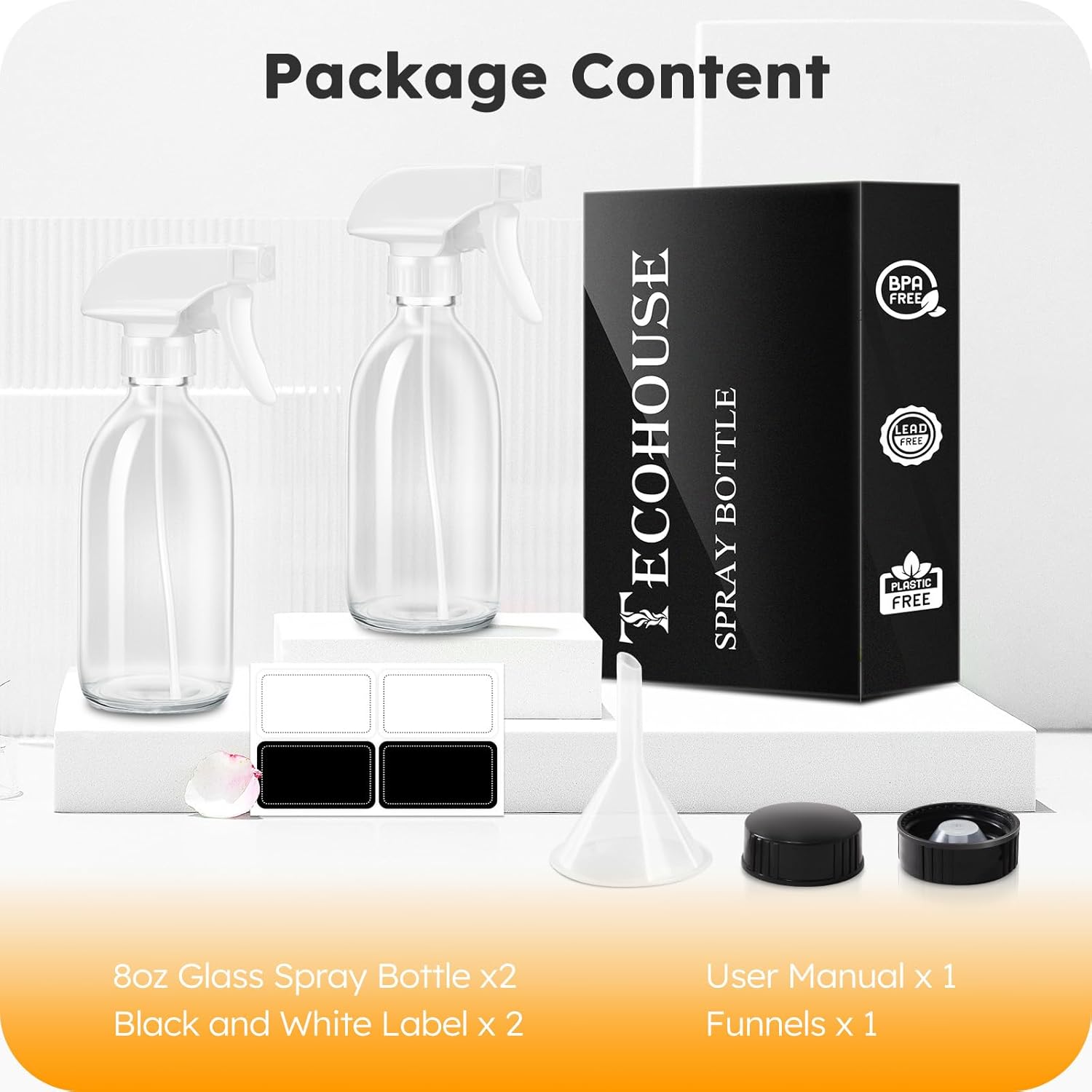 Glass Spray Bottle, Clear Small Empty Refillable Sprayer