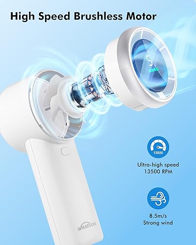 Miniatura 3 de WHATOOK - Miniventilador portátil de mano, enfriamiento de alta velocidad, batería de 10 horas de duración, recargable por USB, pequeño, esenciales