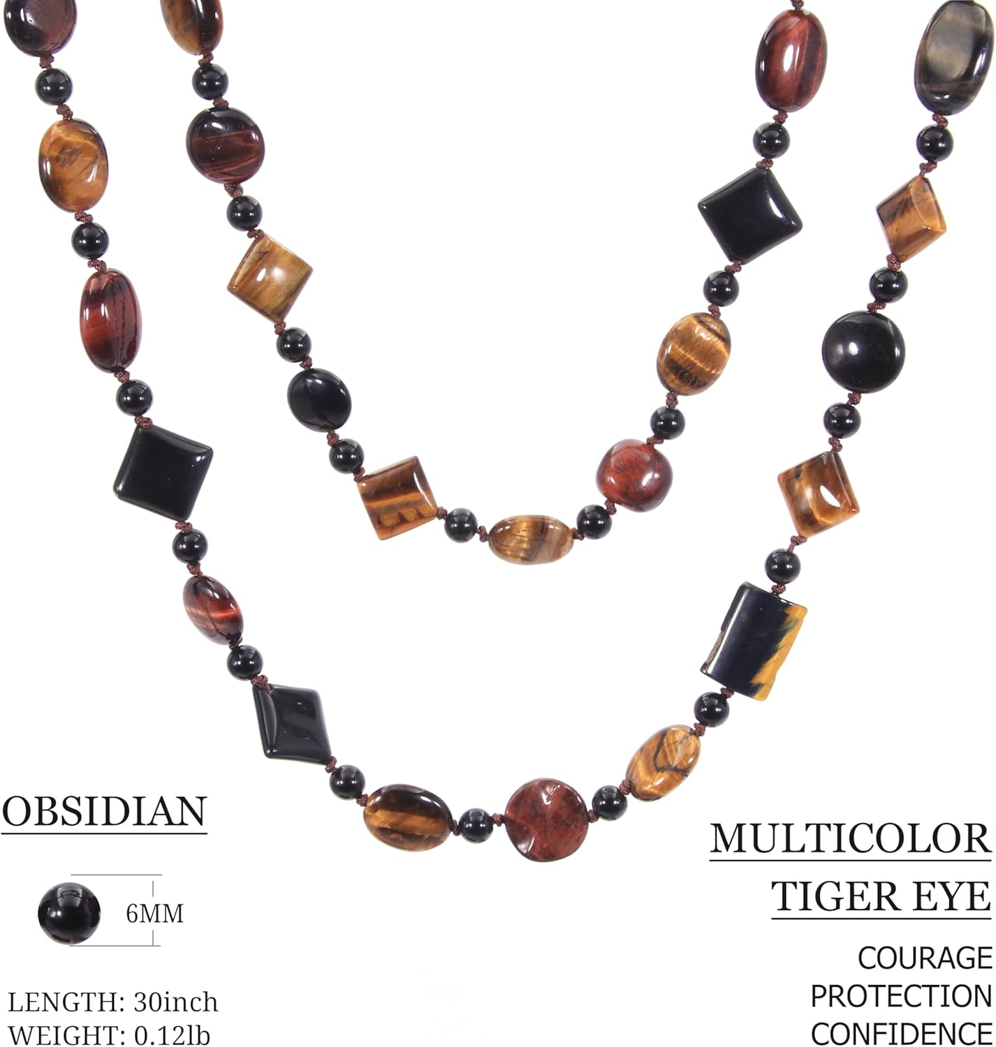 HASKARE Protection Crystals Tigers Eye Necklace for Men, Premium Faceted Multicolored Tiger Eye Necklace for Men Women, Handmade Jewelry Natural Stone Mens Beads Necklace Unique Gifts for Him - Image 8