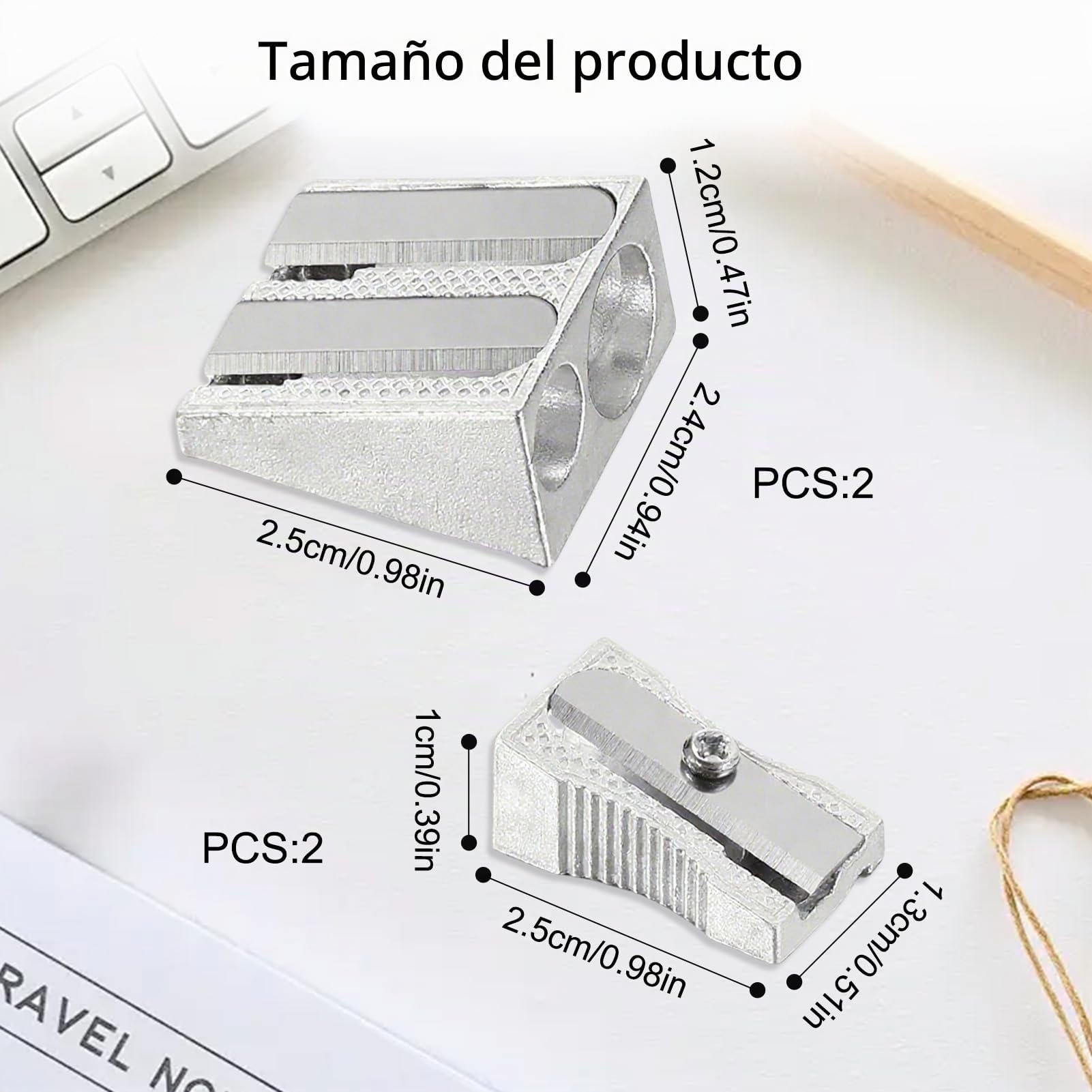 4 afiladores, 2 agujeros dobles y 2 individuales, sacapuntas de metal para la escuela, lápices de colores y grafito, ideal para el hogar, la escuela y la oficina