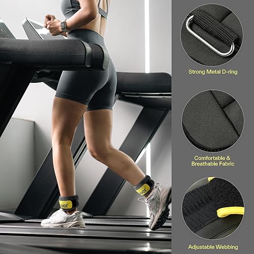 Miniatura 5 de Sportneer Pesas de tobillo de 0.51235 libras, 1 par de pesas de muñeca y pierna para mujeres, hombres, niños y niños con correas ajustables, fuerza