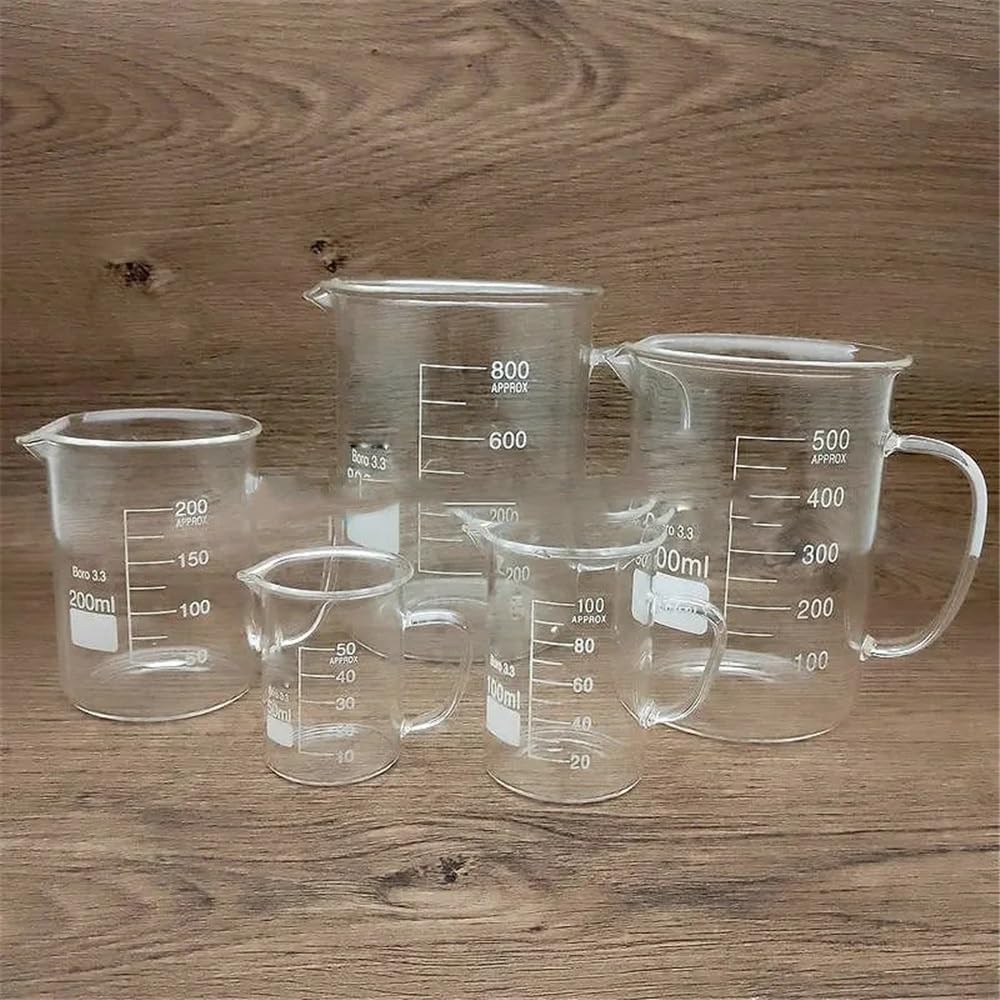 Cristalería de Laboratorio Vaso de precipitados de vidrio de 3,3 ml con asa, de 50 ml a 2000 ml, graduado, 1 unidad(2000ml)