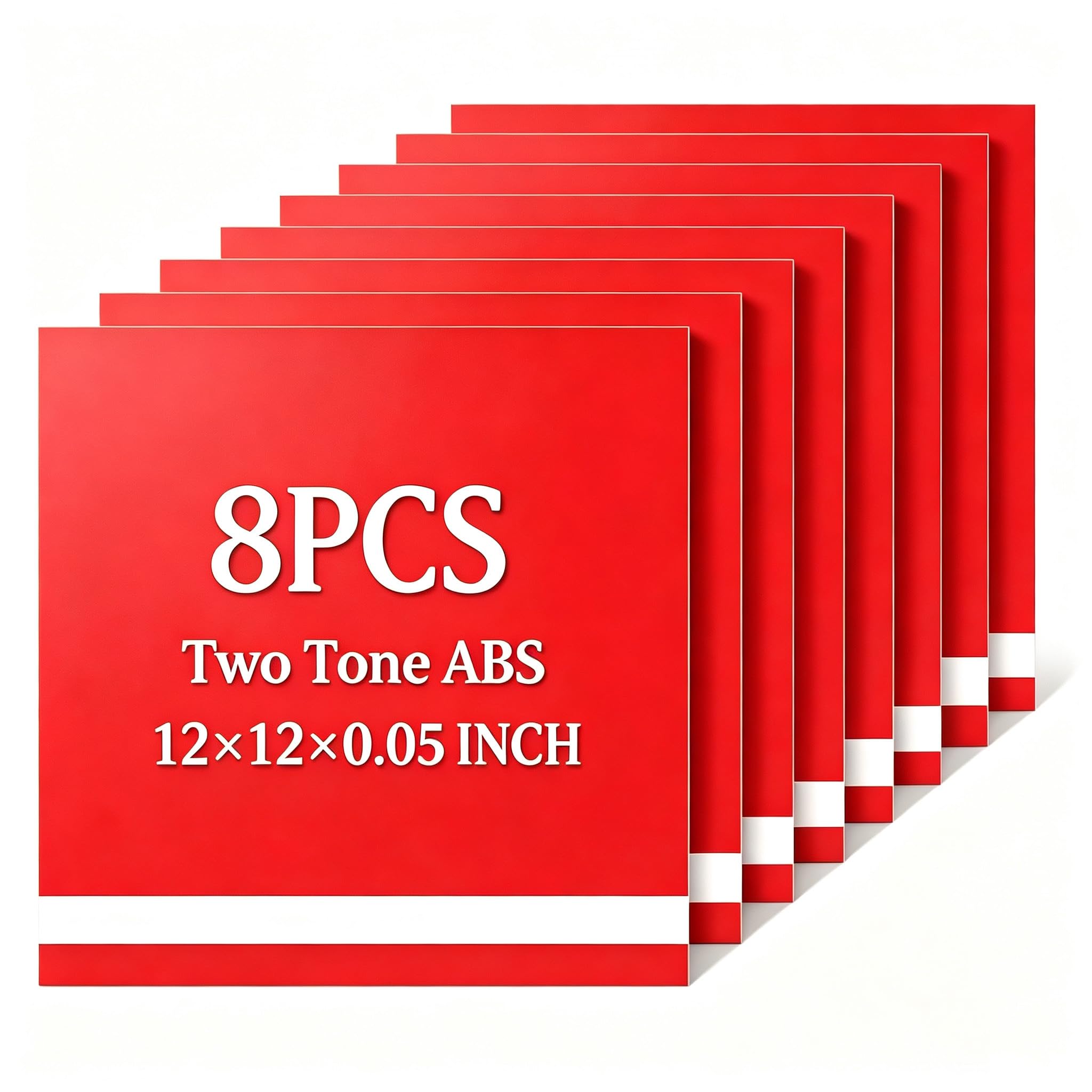 Set di 8 piastre in plastica ABS per incisione laser, 30 × 30 cm, 1,3 mm, a doppio strato, per targhette, cartelli, loghi e progetti fai da te (rosso su bianco)