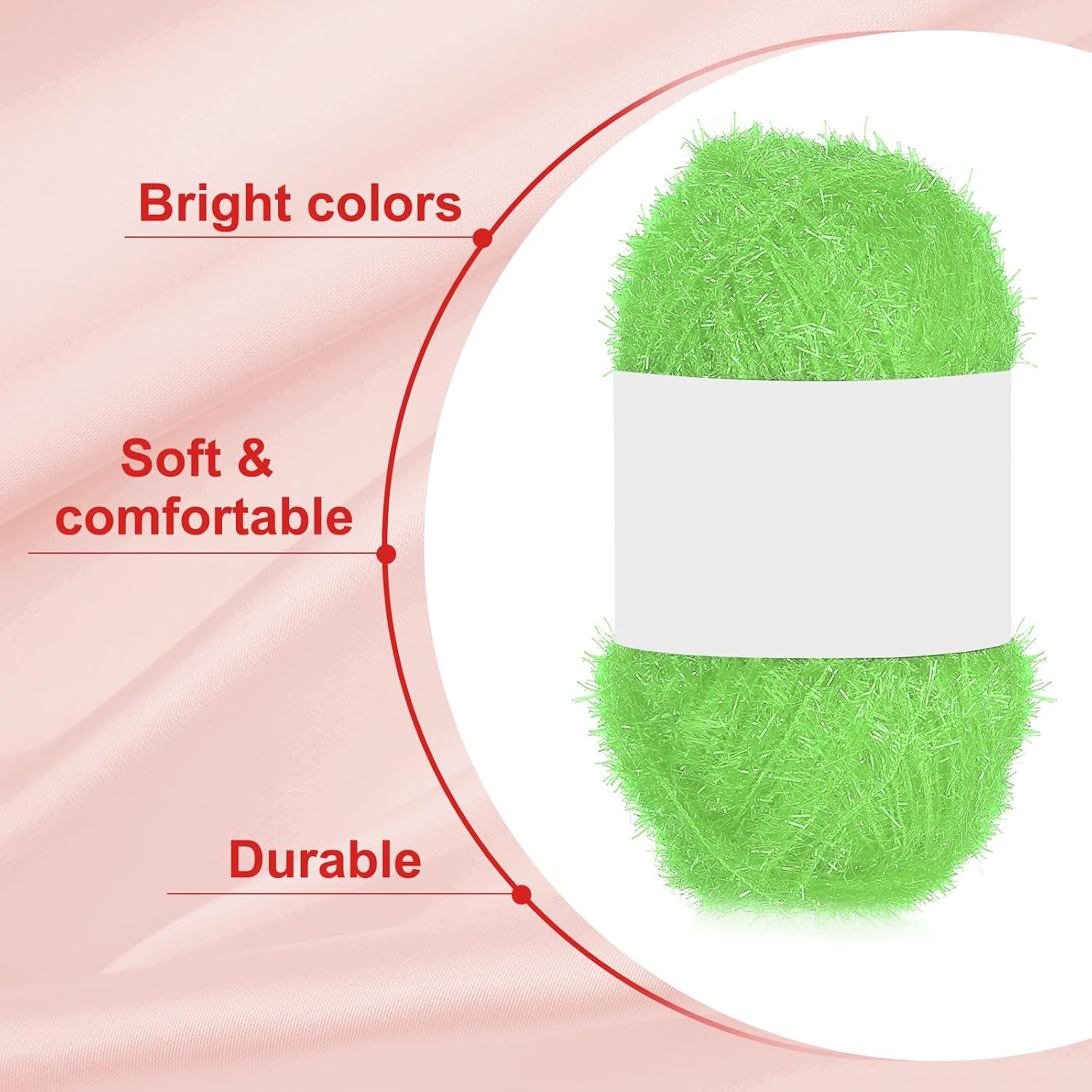 PATIKIL 2 Skeins 109 Yards Scrubbie Yarn, Sparkle Yarn Polyester Scrubbie Sparkle Glass for Dishcloths Crocheting Knitting Blanket Rug Sweater Scarf Hat, Light Green