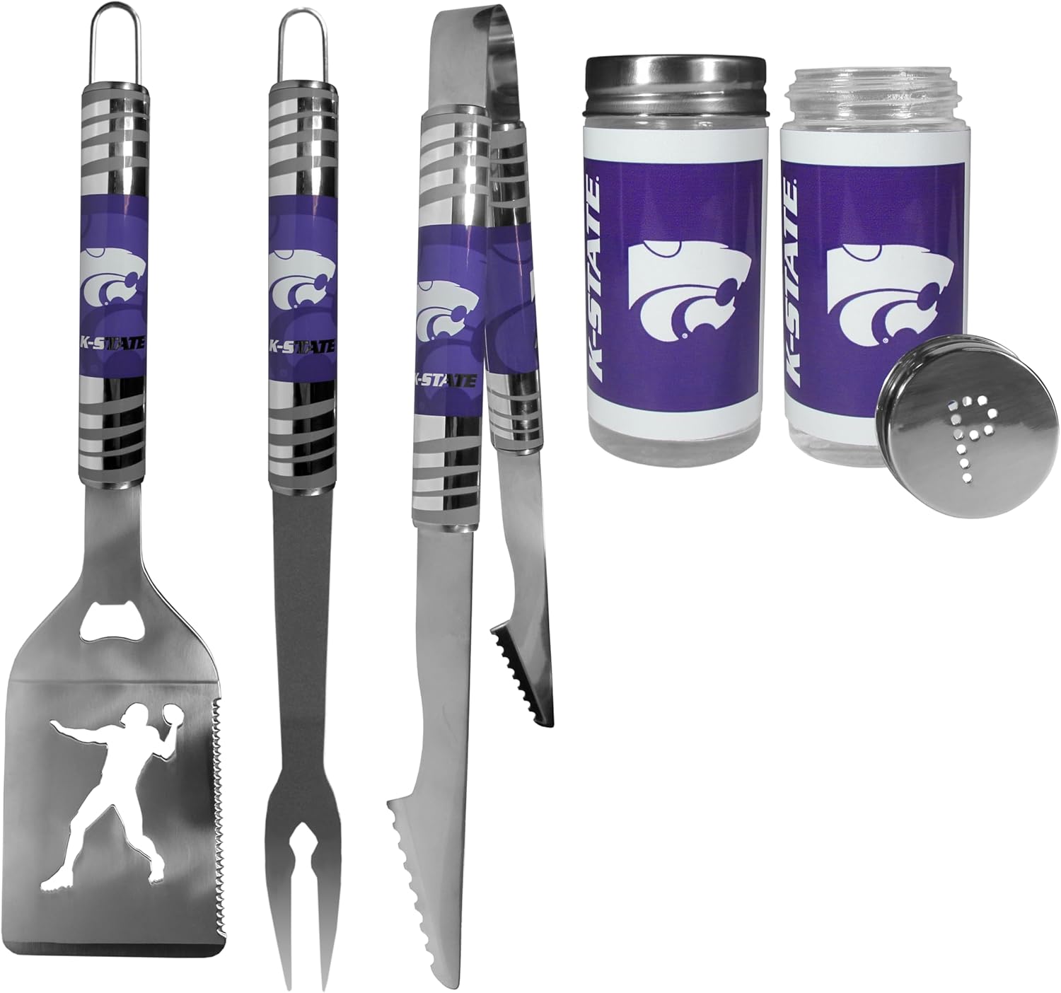 Siskiyou Sports NCAA Kansas State Wildcats 3pc Tailgate BBQ Tools w/Shakers, Team Colors, One Size