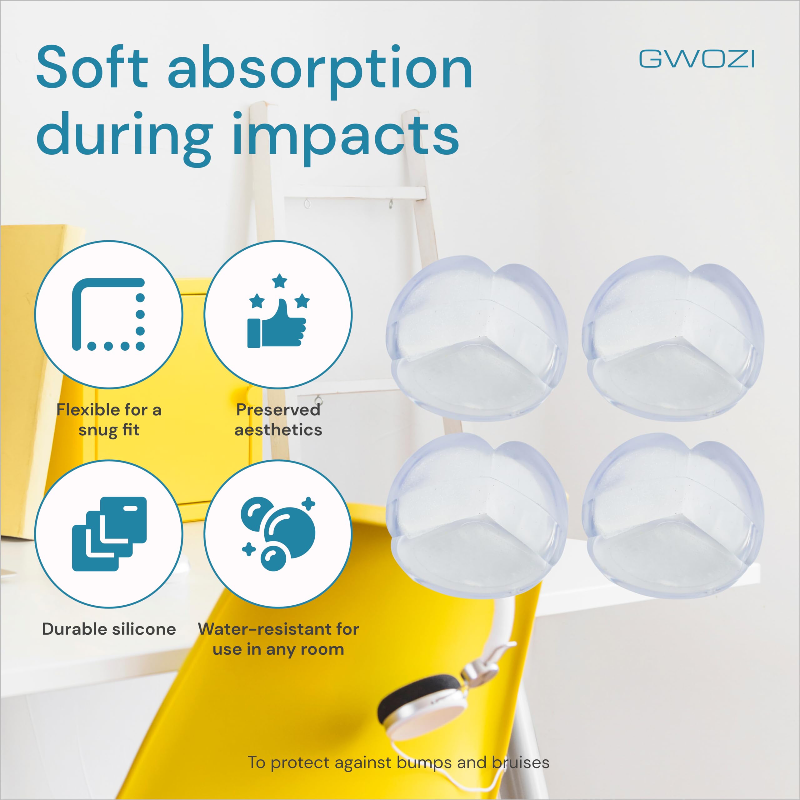 Table Corner Protectors for Furniture - Silicone Corner Guards Self-Adhesive, 4 Pcs - Clear Furniture Corner & Edge Safety Bumpers - Sharp Edge Protector Pads for Desk, Glass Tables, Ball Shape
