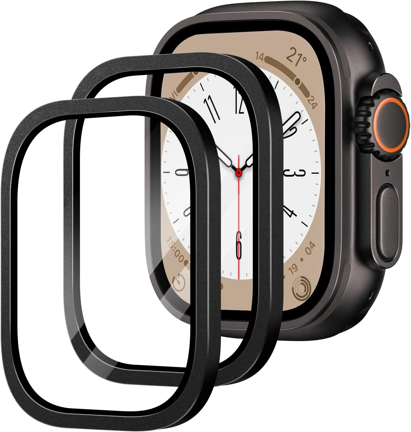 2 pieces compatible with Apple Watch Ultra 3/2/1 49 mm screen protector titanium alloy frame and 9H tempered glass screen protector anti-scratch sensitive touch for iWatch Ultra 3
