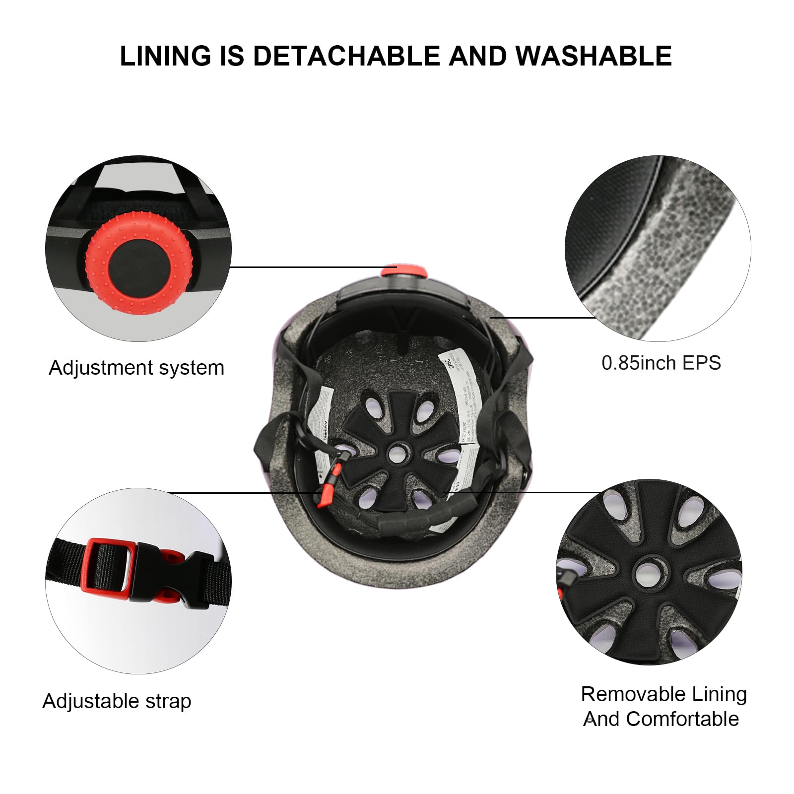 Kids Bike Helmet,Toddler Skateboard Helmets for Ages 5-8-14-16 Years Boys Girls,Adjustable Multi-Sport Bicycle Skateboarding Roller Skating Scooter Balance Bike Helmet — view 5