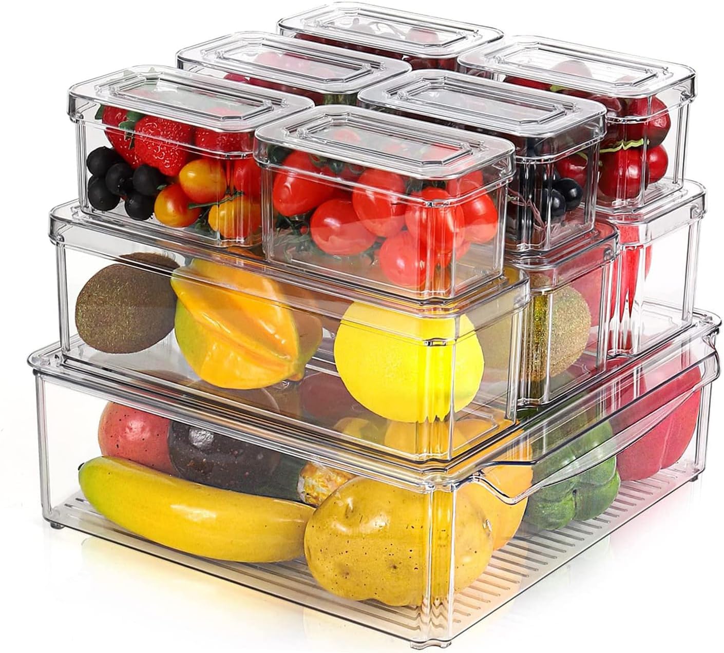 Amazon.com: FIVOF 10 Pack Clear Plastic Stackable Refrigerator Pantry ...