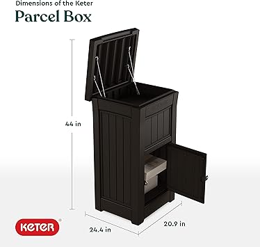 Keter Delivery Box for Porch with Lockable Secure Storage Compartment to Keep Packages Safe, One Size, Brown