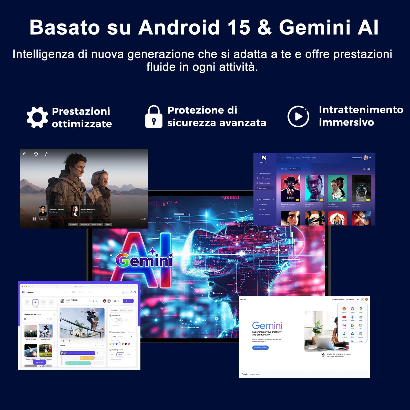 Tablet 10 Pulgadas, Teclado y Ratón, Android 15 y Gemini AI, Negro Titanio | 30GB RAM + 128GB ROM (ampliable a 2TB), WiFi 6, Widevine L1, batería 8000mAh, Octa-Core y cuerpo metálico
