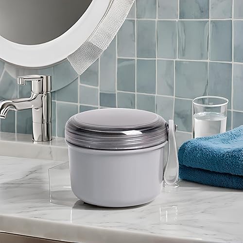 Miniatura 9 de Estuche de dentadura con cepillo de dentadura, caja de baño sin fugas, estuche de viaje para dentadura postiza, taza de dentadura con cesta para