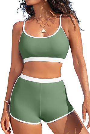 Herseas High Waisted Bikini Sets for Women - 2 Piece Tummy Control Swimsuits Modest Bathing Suit Shorts Swim Suits 2026