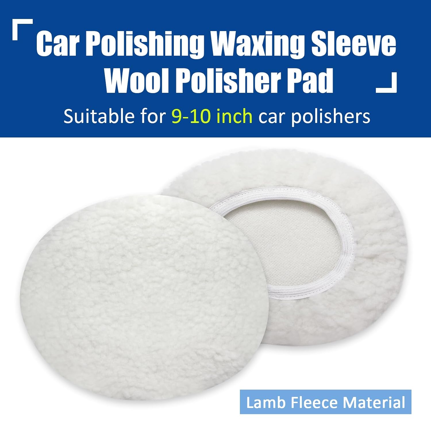 6 PCS Car Buffing Pads for 9-10 Inch Orbital Polisher, Lamb Fleece Polishing Pad Buffer Polisher Bonnets, 9-10 Inch Polishing Pads Cover Waxing Pads for Car Detailing (White)