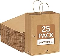 Vista 26 de JET PAPER BAGS - Bolsas grandes de papel marrón con asas de 13 x 7 x 17 pulgadas [25 piezas] Prime para llevar, comestibles, golosinas, venta al por