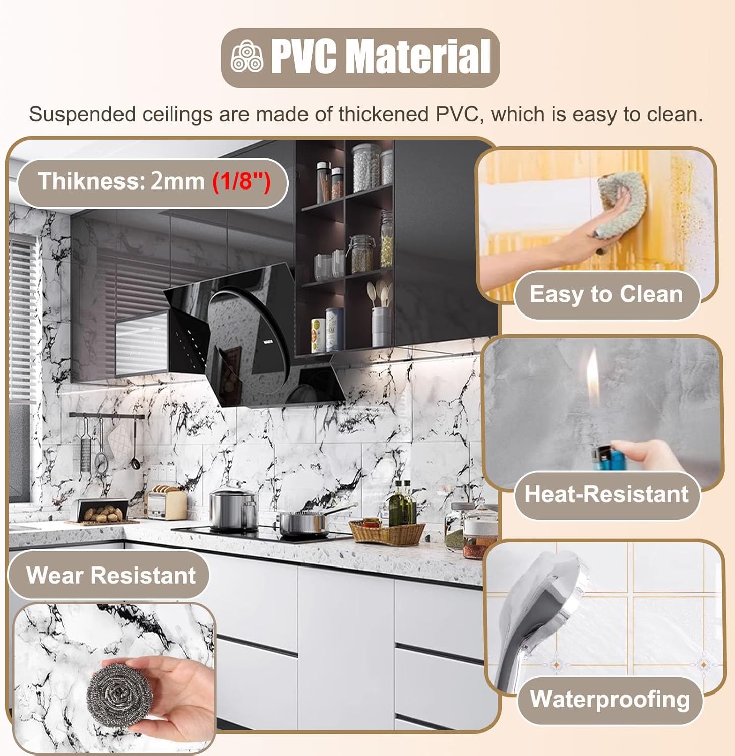 Decorative Ceiling Tiles Boards with Marble Look, 12x24in Wall Panels Wallpaper for Interior Wall Decor, Self-Adhesive Suspended Ceiling Backsplash Covers(Deep Coffee,15pack)
