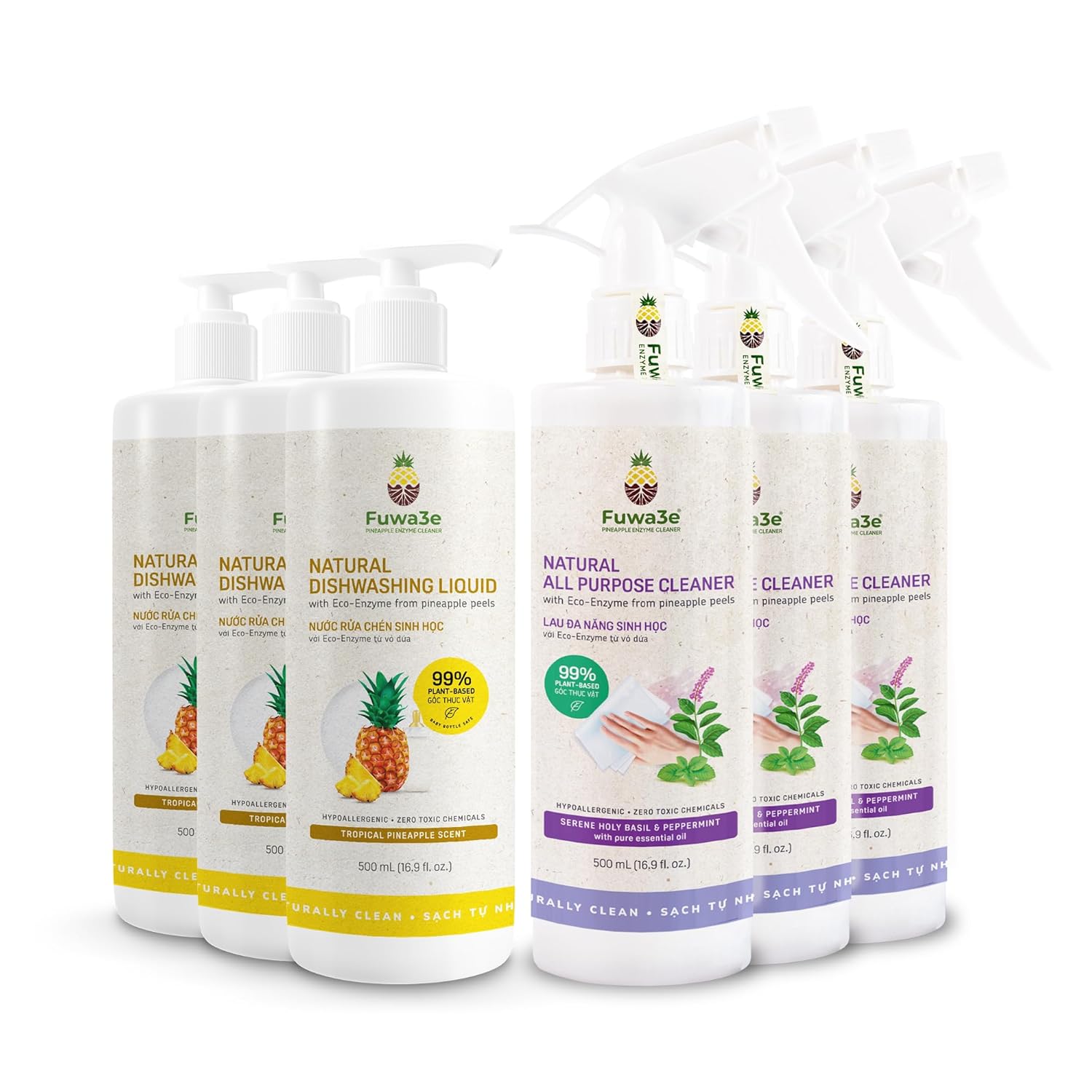 Fuwa3e Natural Dish Soap Pineapple 3 Pack All Purpose Cleaner 3 Pack
