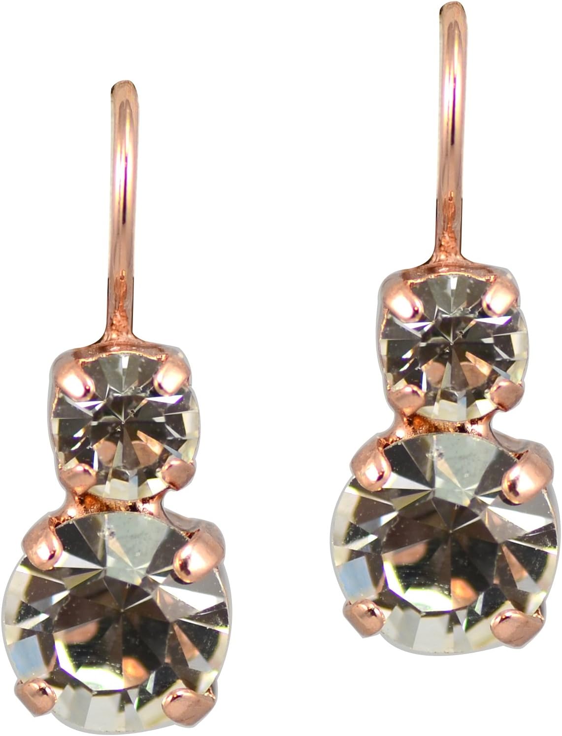 Mariana Rose Gold Plated Petite Round Crystal Drop Earrings in Clear Crystal