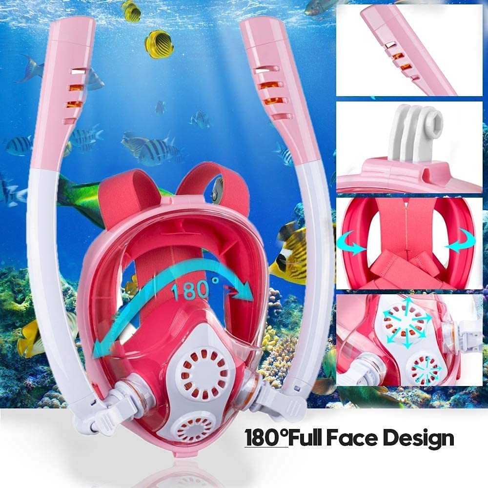 Maschera da Snorkeling Integrale, Maschere da Sub, Snorkeling Subacqueo, Antiappannamento, Attrezzatura per Il Nuoto, per Adulti E Bambini.（N40 Flat Black-L）