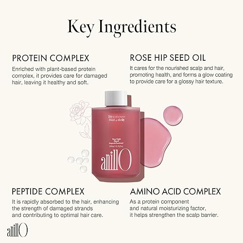 Miniatura 5 de Rosy Night Repair - Tratamiento de ampolla para el cabello, 6.8 fl oz6.76 onzas líquidas, tratamiento diario vegano para el cabello con aceite de