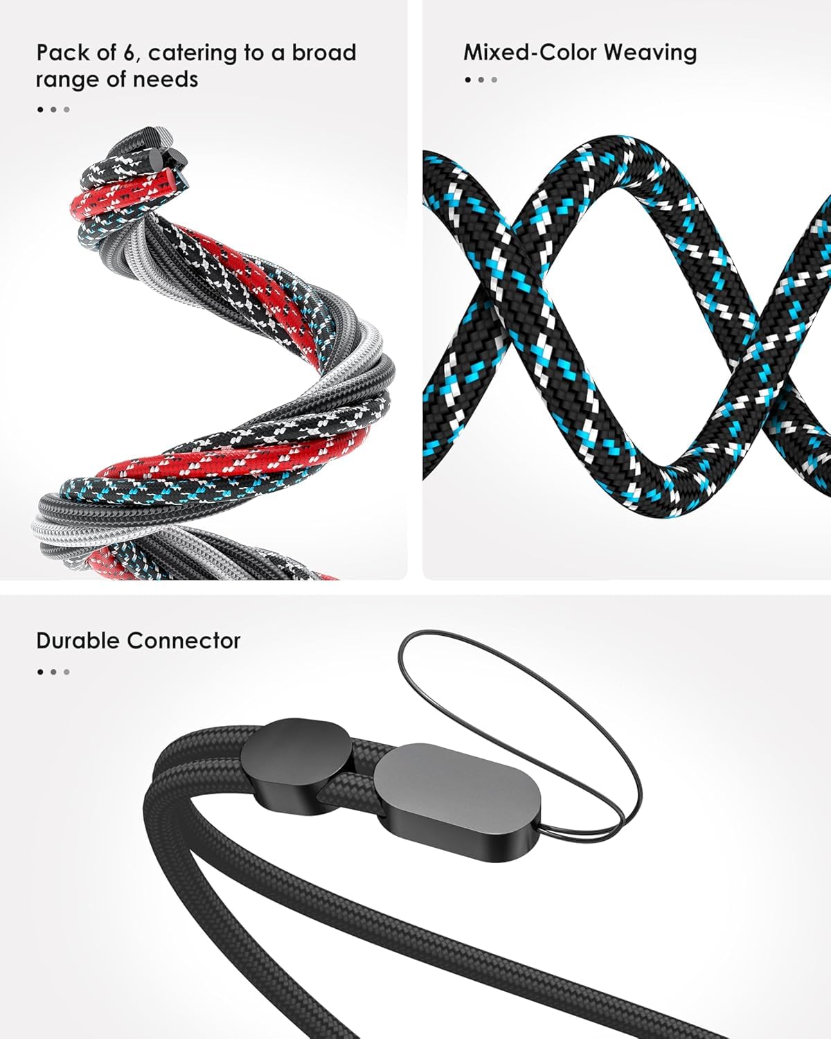 AccuPrints Confezione da 6 cinturini da polso regolabili in nylon colorato per GoPro, fotocamera, chiavi, telefono, chiavetta USB, portafoglio, targhetta identificativa (colori vivaci misti), Diversi