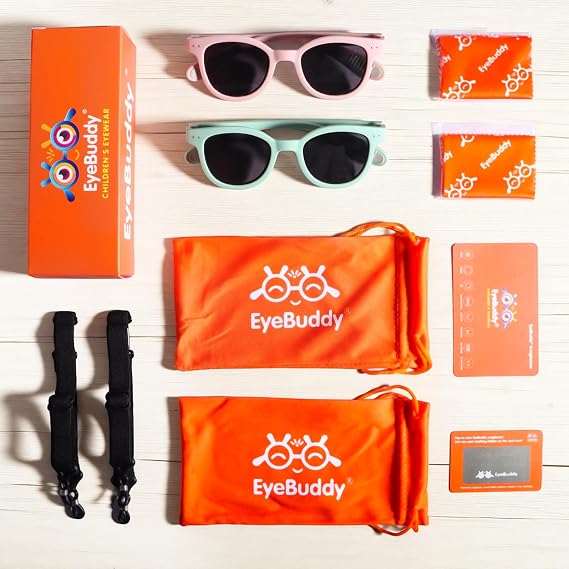 EyeBuddy 2 Pack Kids Polarized Sunglasses for Boys Girls 100% UV Protection Durable Screen (Age 3-12)