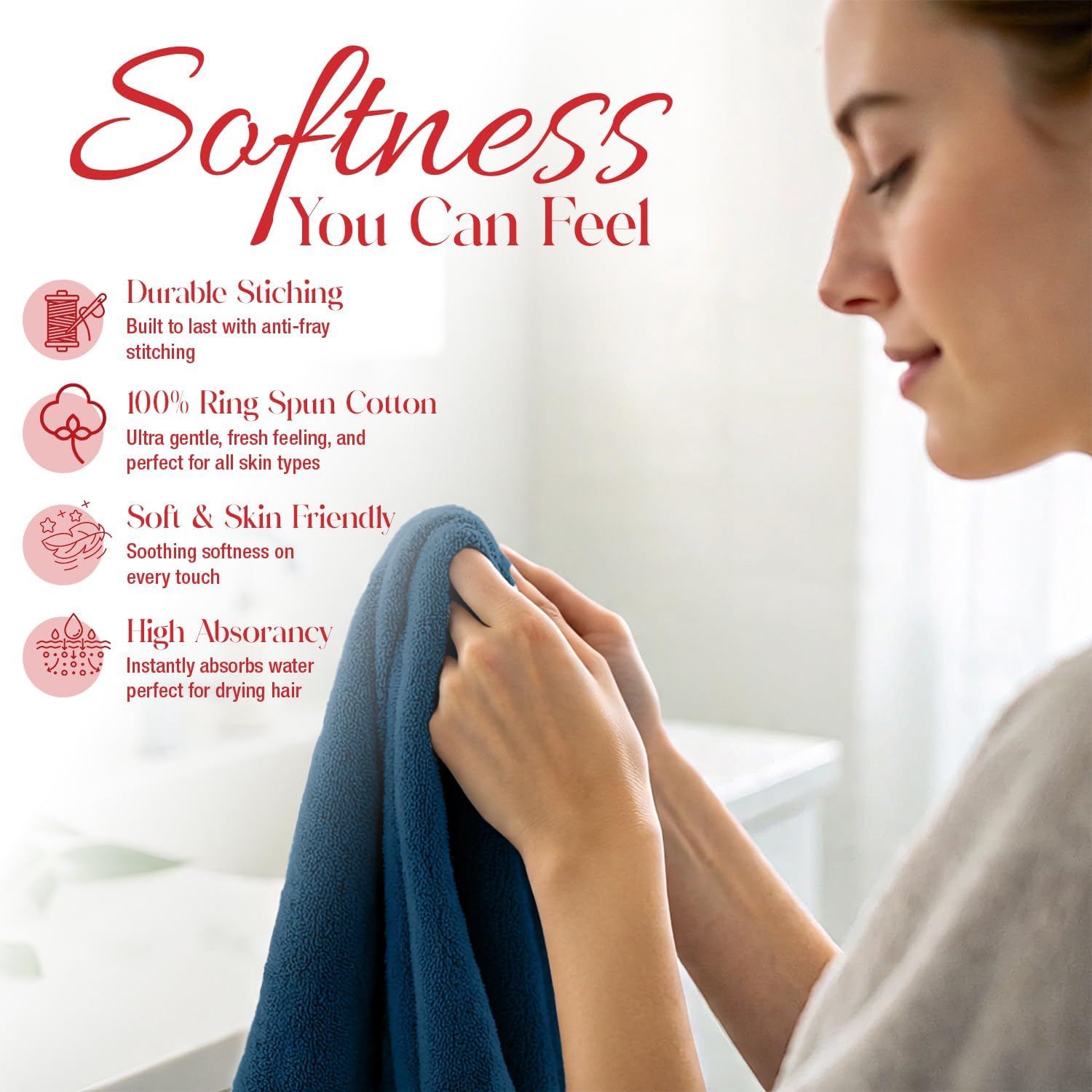 RIVERSIDE 60-Pack Cotton Washcloths – Soft & Absorbent Face Towels, 12x12 Inches – Multipurpose Wash Cloths for Bath, Gym, Spa & Kitchen