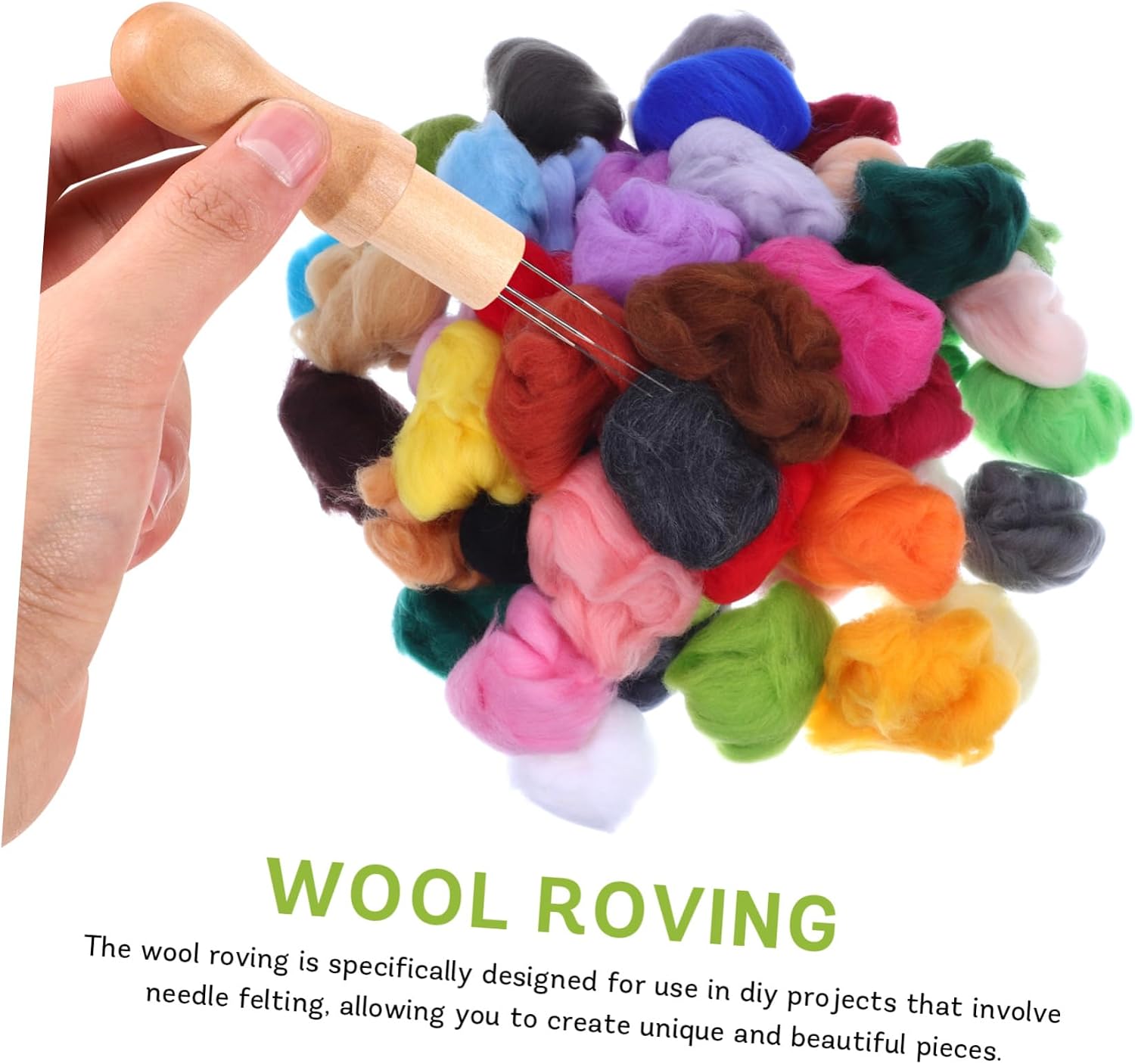 PERSELOSO 1Pack Needle Felting Wool Roving for DIY Crafts Soft Fiber Yarn for Beginners for Creative Projects and Unique