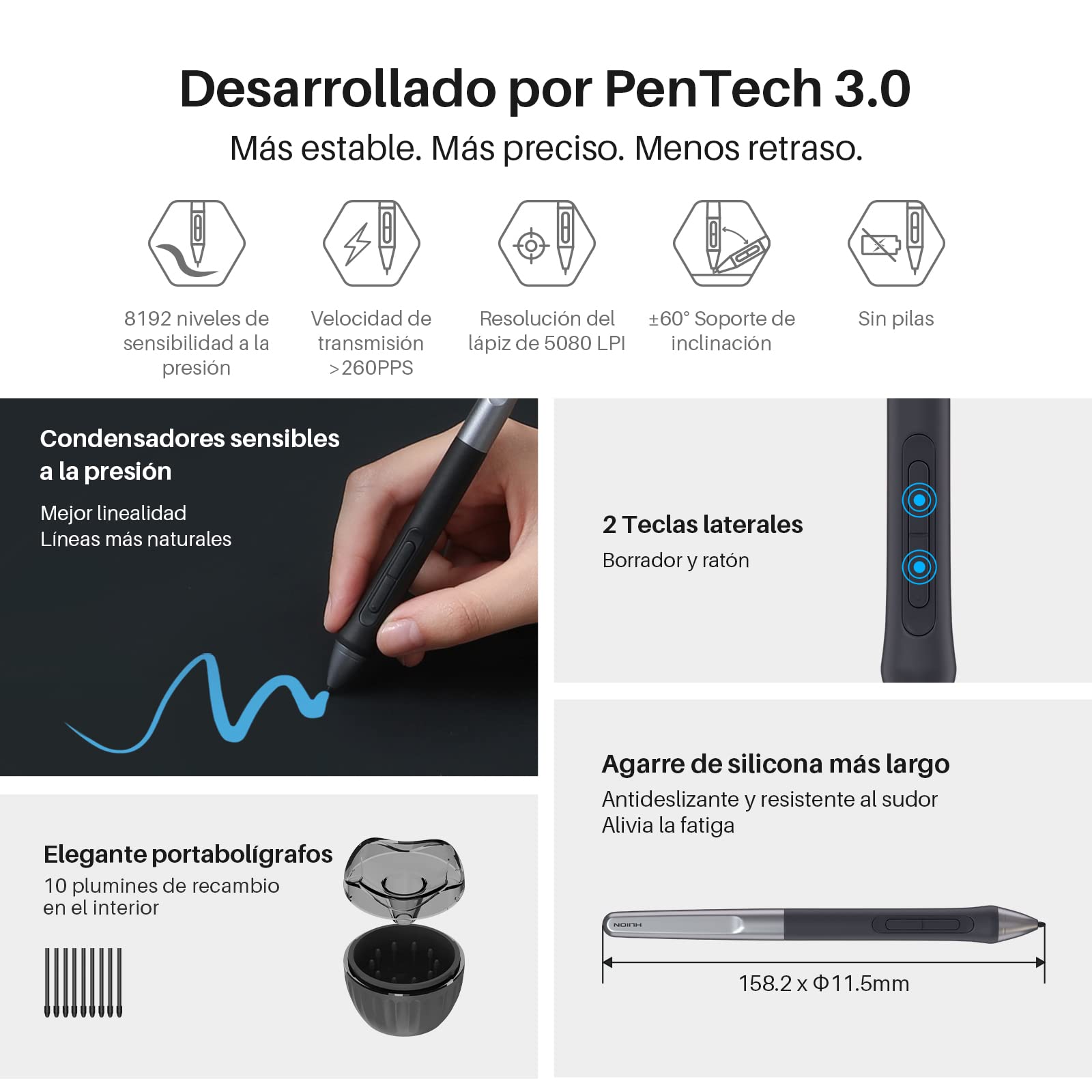 HUION Inspiroy 2 L Tableta Gráfica, 10.5 x 6.56 Pulgadas, Negro, Compatible con Mac, PC, Linux y Android, para Creación de Arte Digital, Edición de Fotos y Trabajo de Diseño
