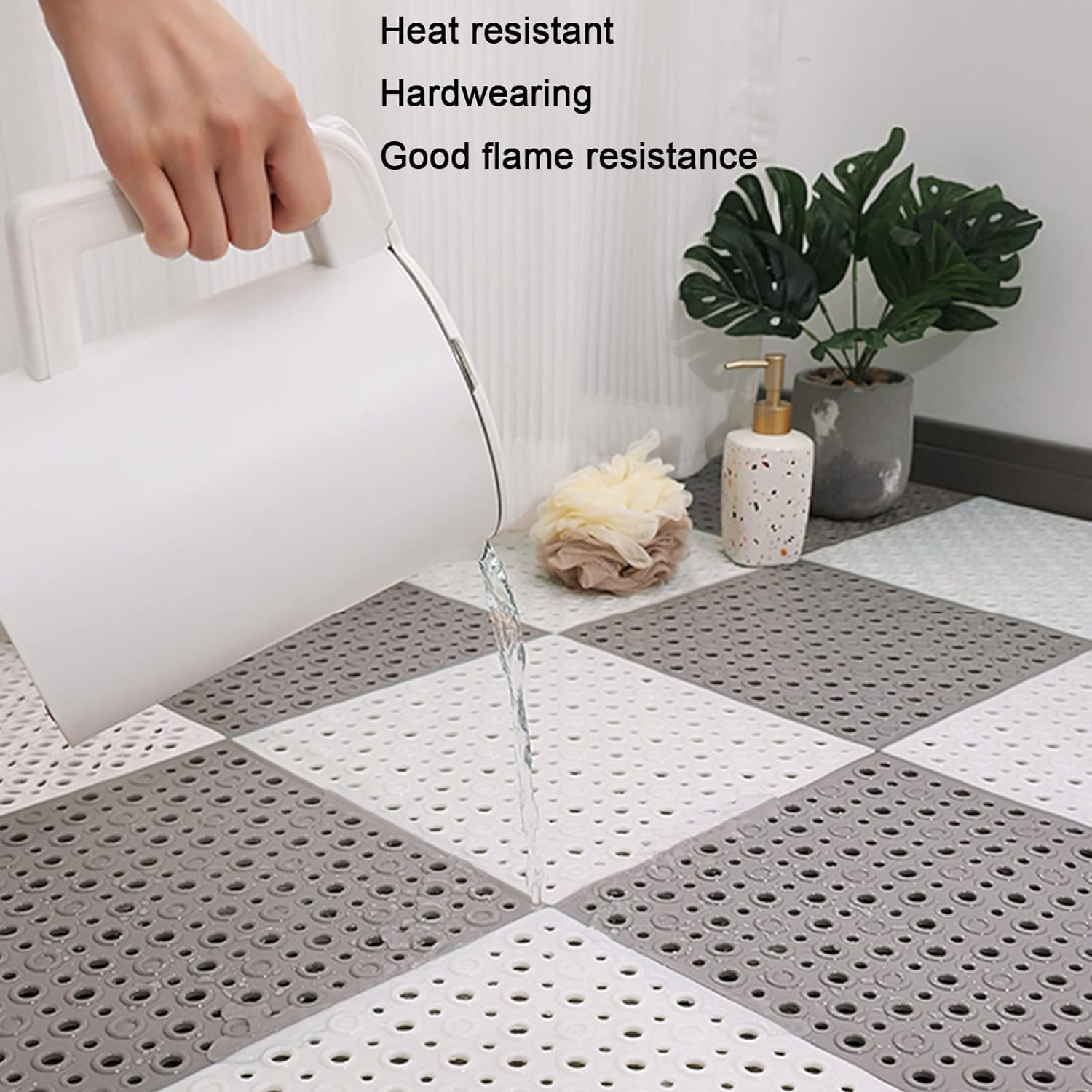 Alfombrillas Antideslizantes de PVC Estera Antideslizante de Drenaje, Estera de baño Multiusos for Empalme de área húmeda, Estera de Suelo de TPE Alfombrilla Antideslizante(Grigio,20pcs)