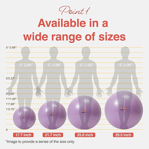 Miniatura 2 de Primasole Exercise Ball for Balance Stability Fitness Workout Yoga Pilates at Home Office & Gym with Inflator Pump