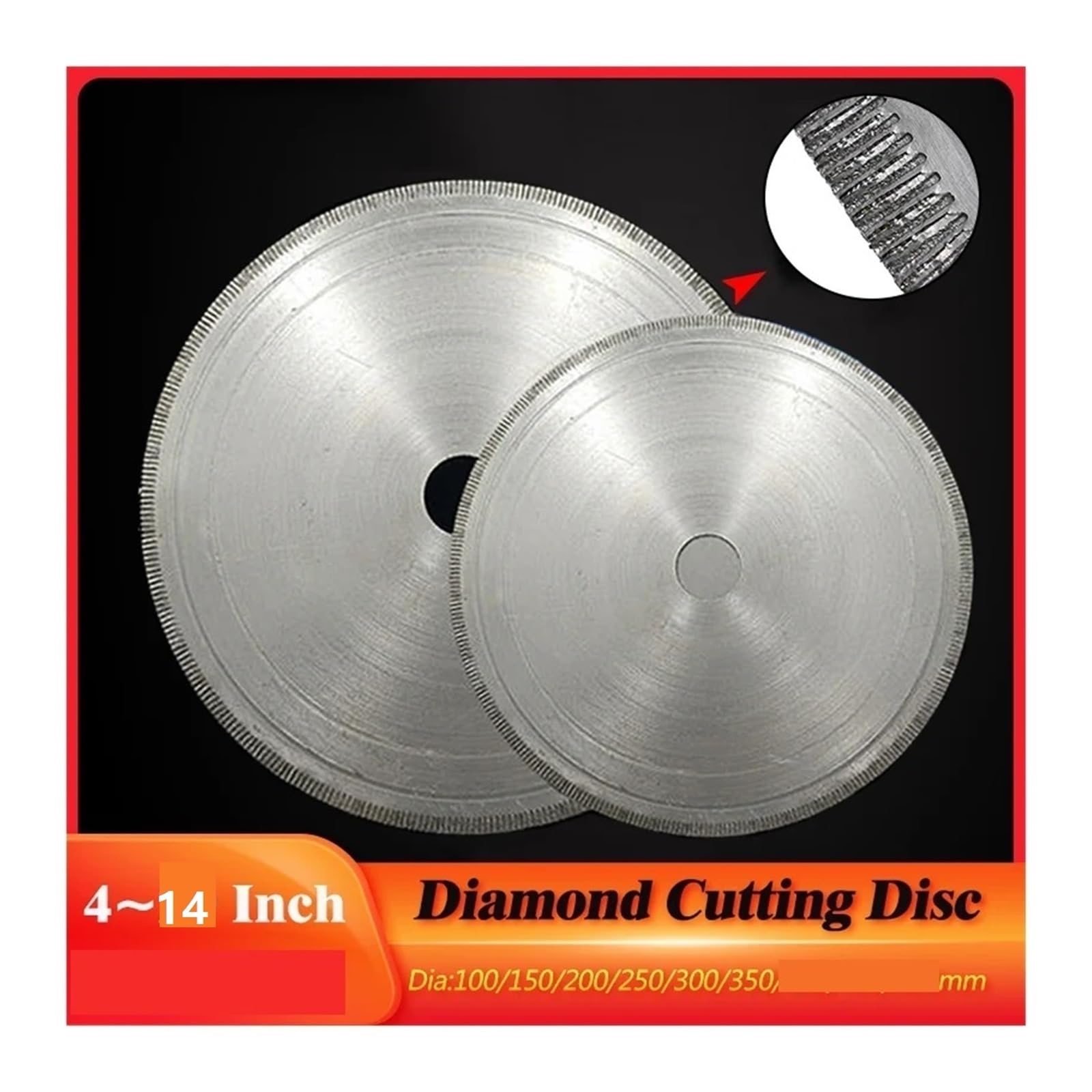 Hoja de sierra Circular de 4-12 pulgadas Disco de corte de diamante 100~300mm cenador de dientes rectos for herramienta de piedra de vidrio de ágata Jade