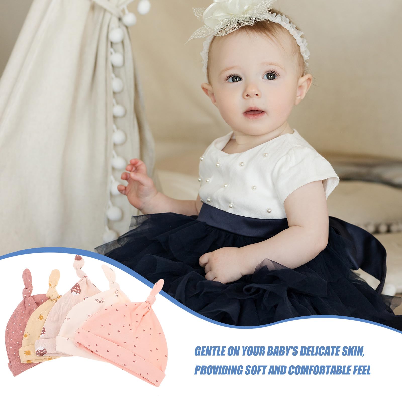 LIFKOME 5 Sets Baby-Mütze, Fäustlinge und Socken: – Weiche Baumwollmützen zur Neugeborenenpflege mit Handschuhen und Socken – um die kleinen Hände und Füße warm zu halten